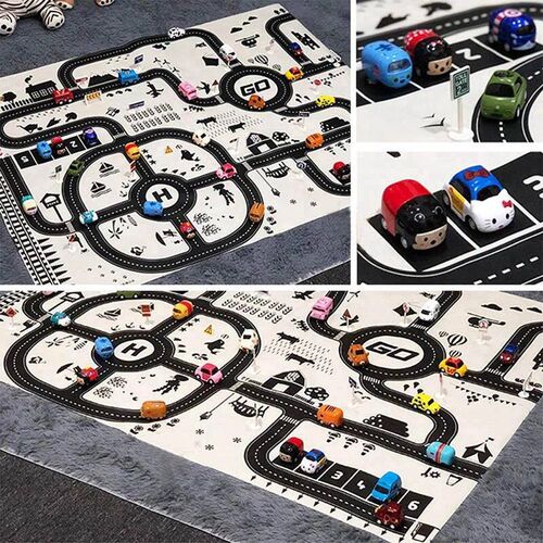 130*100CM Road Map Carpet For Kids Parking Lot Roadmap 83*58