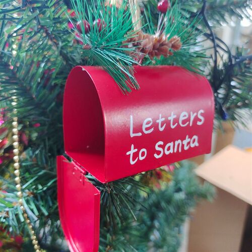 Creative Metal Iron Red Mailbox Hanging Ornament Christmas T