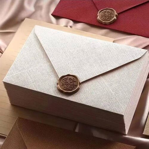 3Ps Red Linen Envelope Letter Set Chinese Style Vintage Love