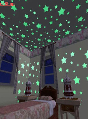 50pcs 3D Stars Glow In The Dark Wall Stickers Luminous Fluor