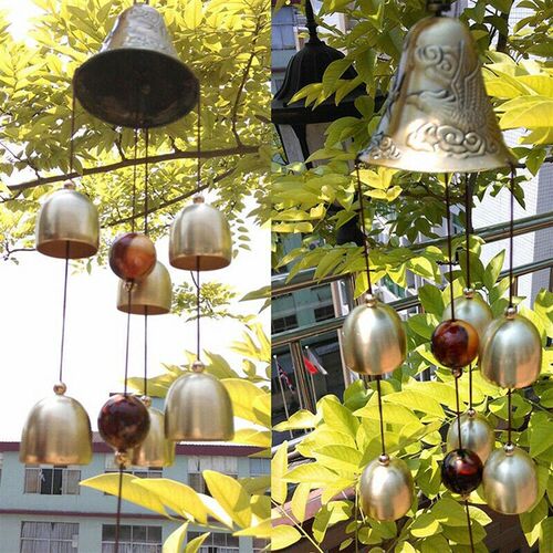6 Copper Bells Outdoor Metal Wind Chimes Yard Garden Hanging