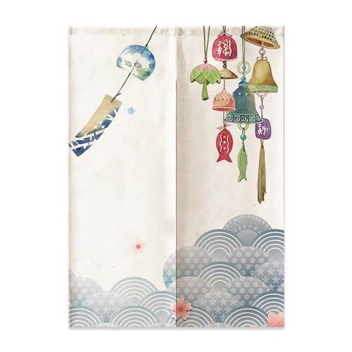 Linen Door Curtain Noren Mount Fuji Waves Partition Bedroom