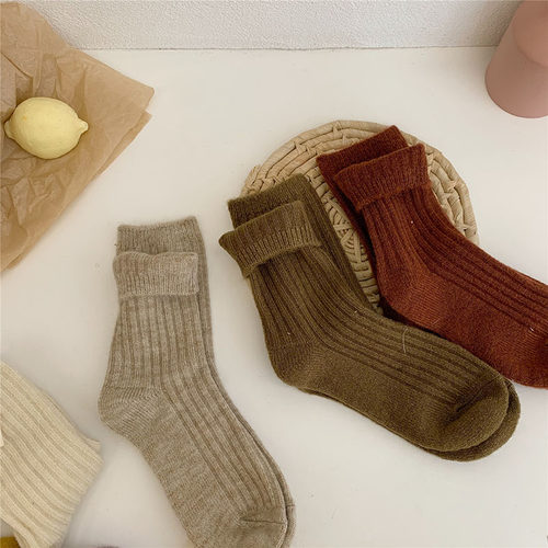 Ladies Pile Socks for Autumn Winter 1Pair Pure Color Keep Wa