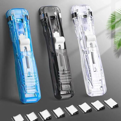 Mini Traceless Reusable Hand Clamp Push Stapler Paper Book F