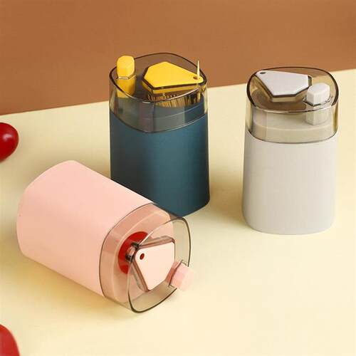 Press-to-use toothpick holder with creative auto-pop-up desi