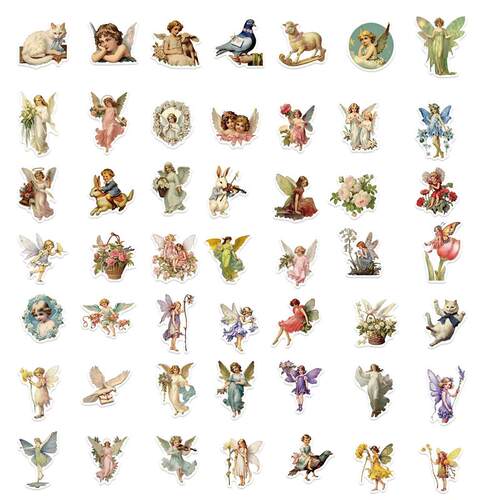 50PCS Oil Painting Elf Fairytale Cute Angel Stickers Decorat
