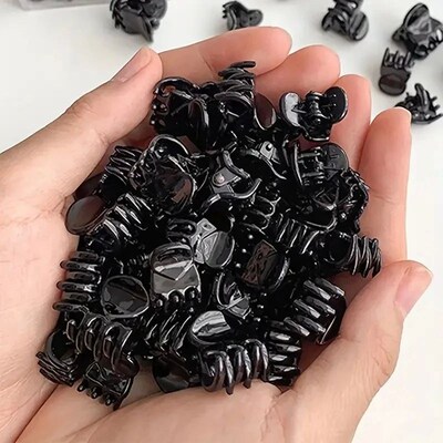 Mini Hair Claw Clips for Women Girls Korean Simple Small Bla