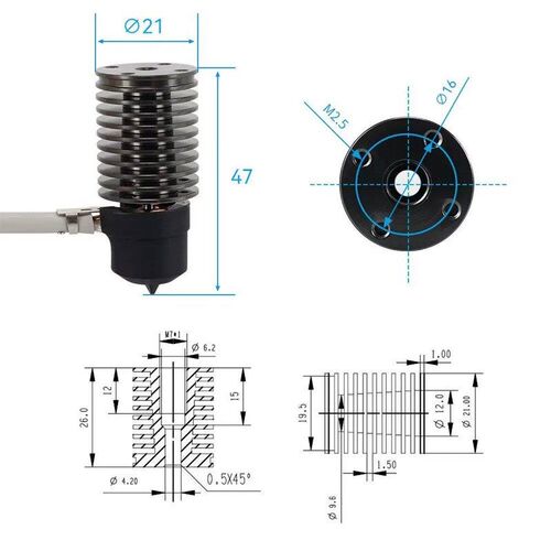 24V 50W 60W V6 Hotend For Voron 0.1/0.2/2.4 3D Printer Bimet