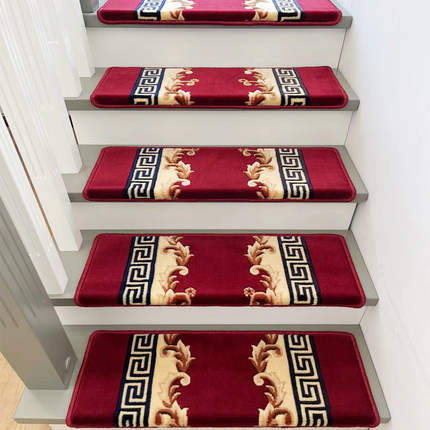 嘉驰水洗羊毛高端别墅楼梯地毯踏步防滑垫免胶自粘异形定制楼梯垫