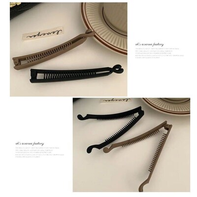 Women Elegant Matt Color Banana Claw Clips Matt Color Plasti