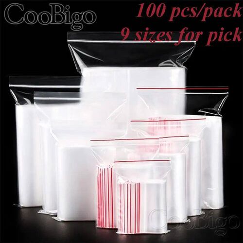 200pcs Small Zip Lock Bag Self Seal Plastic Clear Bags Reclo