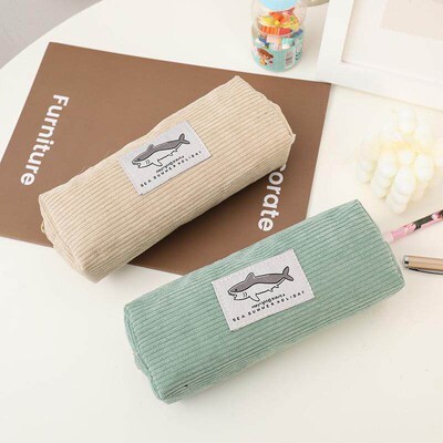 Candy Color Pen Bag New Corduroy Stationery Pen Box Zipper