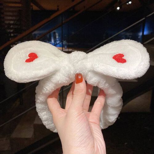 Wash Face Hair Holder Hairbands Soft Warm Coral Fleece Bow C