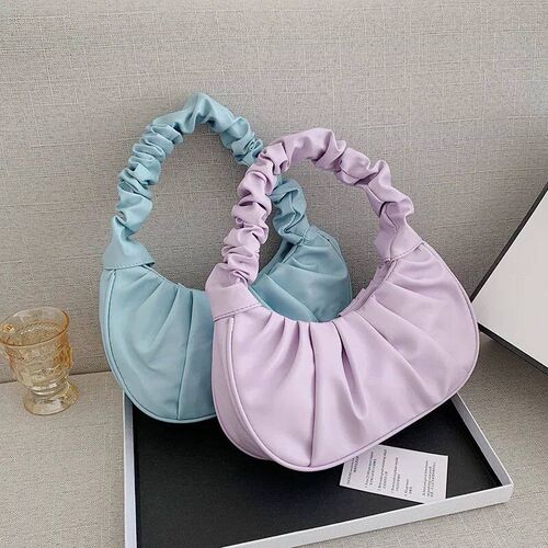 New Summer Pleated Handlebags For Women PU Cloud Bags Leisur