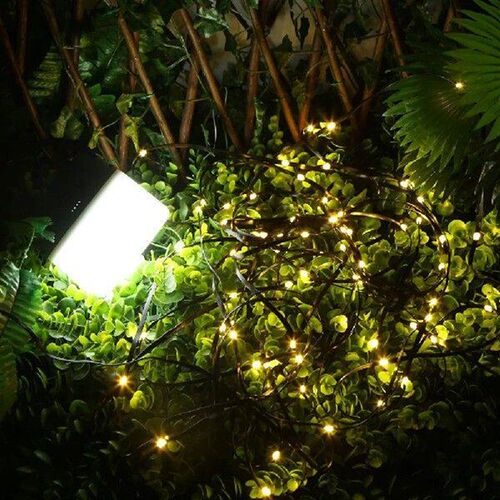 Solar Camping Lantern with String Lights Hanging Tent Light