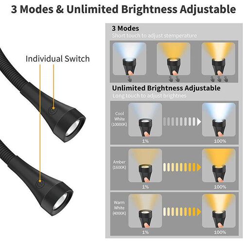 Hands free flexible led neck reading hug book light e reader