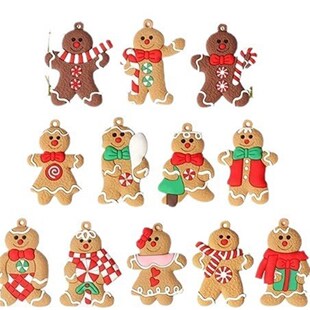 12pcs Gingerbread Man Christmas Tree Plastic Ornaments gift