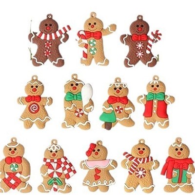 12pcs Gingerbread Man Christmas Tree Plastic Ornaments gift