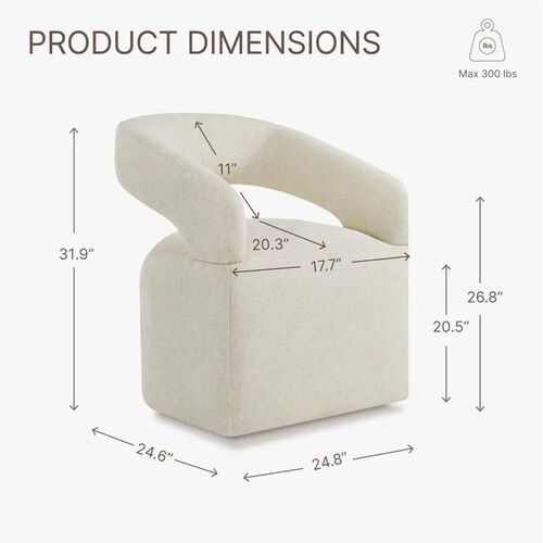 Rolling Upholstered Chairs for Dining, Bedroom, Living Room,