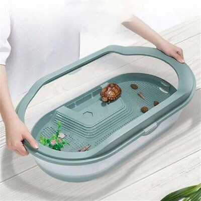 Turtle Tank Container Reptile Detachable House Easy to