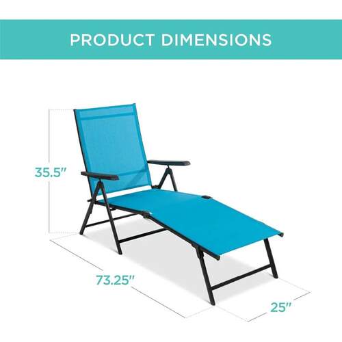 Set of 2 Outdoor Patio Chaise Lounge Chair Adjustable Reclin