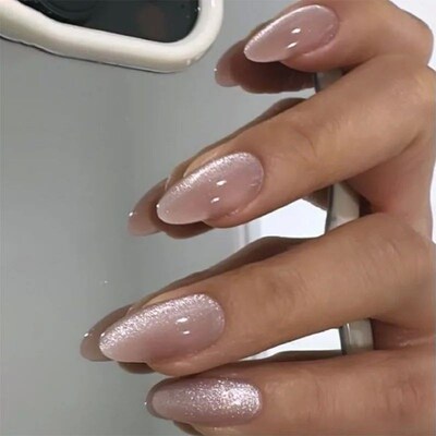 24pcs Simple Almond False Nails Sets Blush Design Press on N