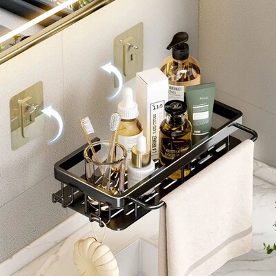 Bathroom Shelf No Drill Wall Mounted Shampoo Bottle Shower C