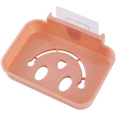 Smiling Face No-Drill Soap Dish Bathroom Soap Box Drain Rack
