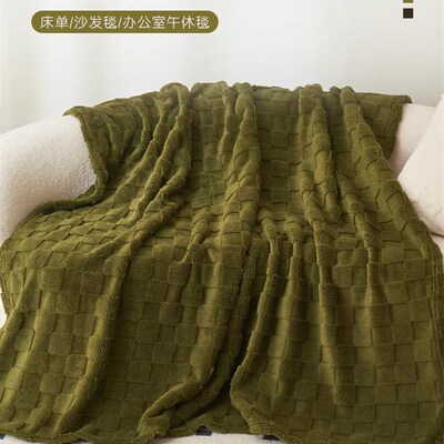 Waffle Fleece Bed Blanket Throw Coral Velvet Bed Sheet Cover