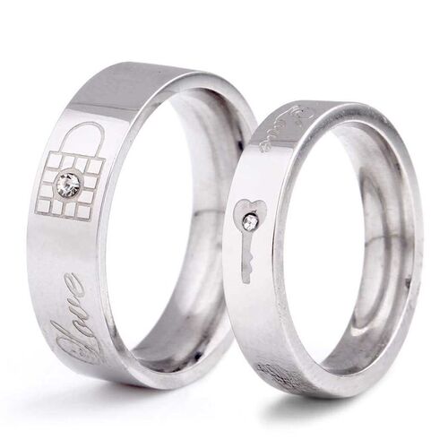 New new tend fashion ring love lock diamond titanium steel c