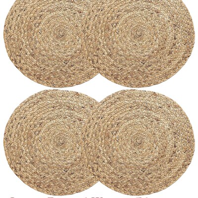 4 Pack Large Round Woven Placemats for Dining Table Kitchen
