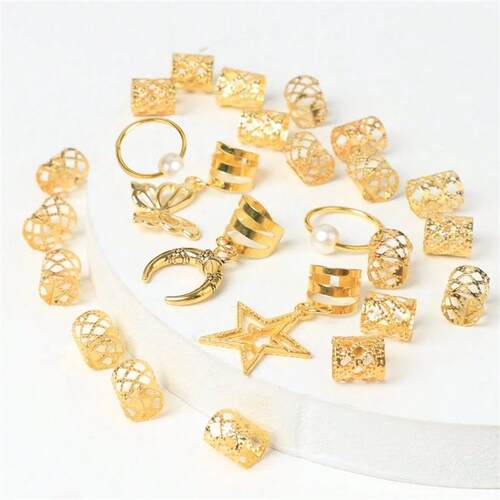 25pcs Dreadlock Hair Rings Adjustable Cuffs Clip Hair Braids