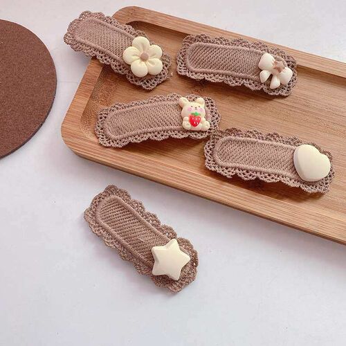 2 Cute Milk Tea Color Wool Knitted Childrens Ba Clip All-ma