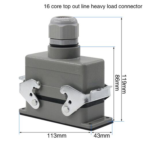 Rectangular H16B - HE - 016-1 heavy 16 pin connector line 16