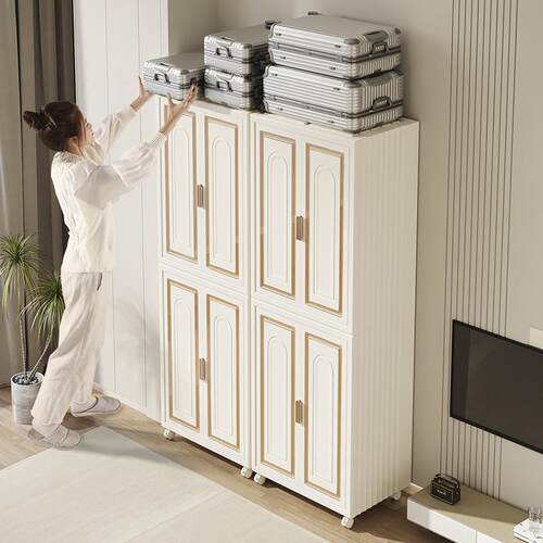Folding storage cabinet double door large capacity home bedr