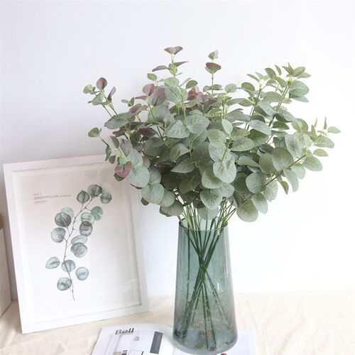 Artificial Leaves Branch Retro Green Silk Eucalyptus Leaf fo