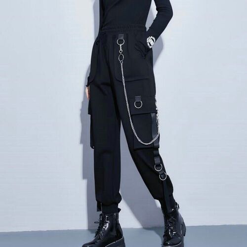 Setwear Cargo Pants Women Casual Joggers Black High Waist Lo