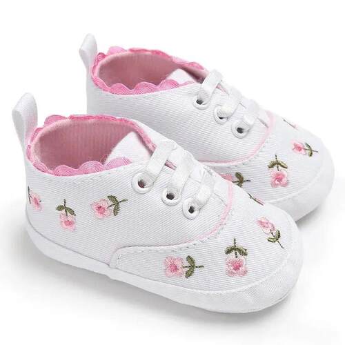 Meckior Newborn Baby Girl Casual Canvas Shoes Flower Cotton