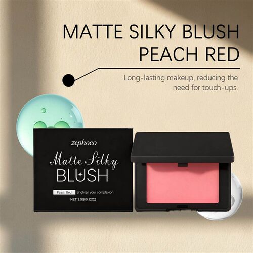 Zephoco Matte Silky Blush, offering a clear and natural fini