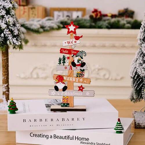 Desktop Christmas ree Santa Claus DIY Decoration Wooden Chri