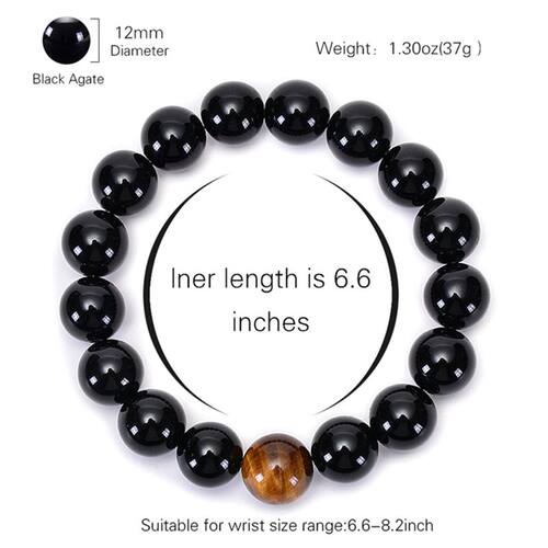 Natural Black Onyx with Tiger eye Stone Beads Bracelets Men