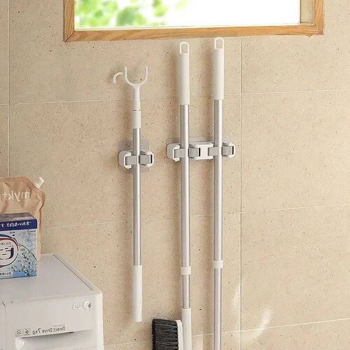 1Pack Mop Broom Holder Rack Grippers Clips Wall Mount Home A