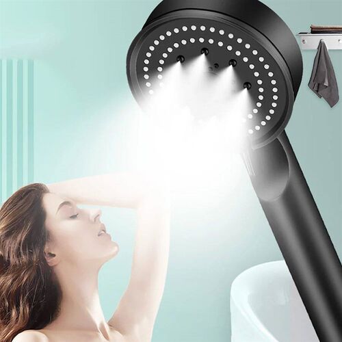 Black 5 Jet Modes Shower Head High Pressure Adjustable Water