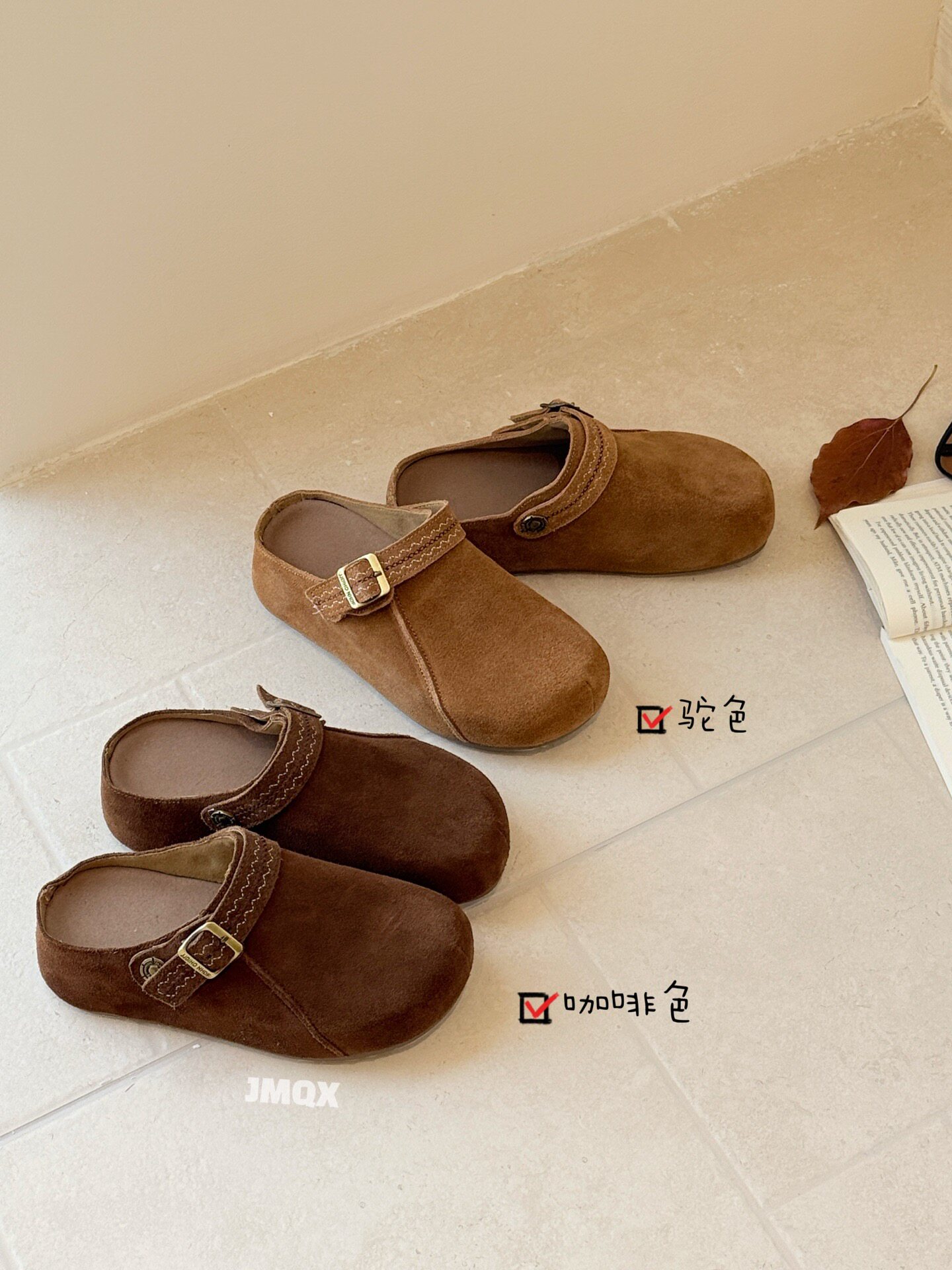 2026新款真皮软底勃肯鞋一脚蹬包头半拖百搭英伦风复古休闲单鞋女