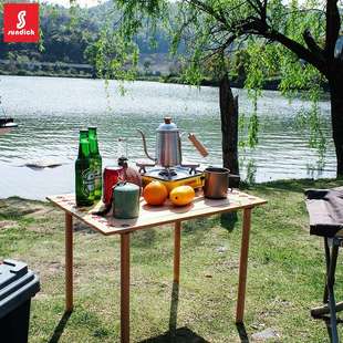 山地客户外露营纯实木便携式多功能野餐可折叠桌小户型方桌榉木桌