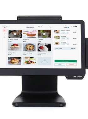 15.6寸pos收银机黑色铝合金触摸显示器智能收银机超市酒店通用