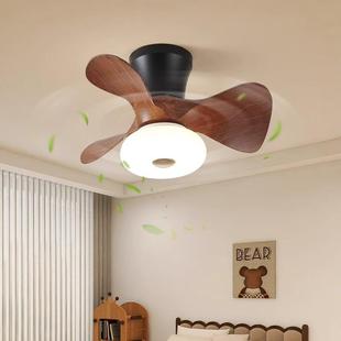 中古风吸顶风扇灯全光谱护眼原木风小型餐厅卧室书房变频吊扇灯具