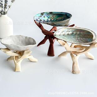 原木支架秘鲁圣木鼠尾草燃烧工具鲍鱼壳三脚架摆件鼠尾草净化套装