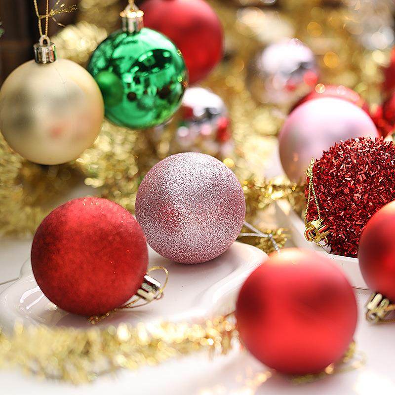 桶装圣诞球亮光圆球哑光吊球圣诞树布置挂件电镀装饰品跨境亚马逊