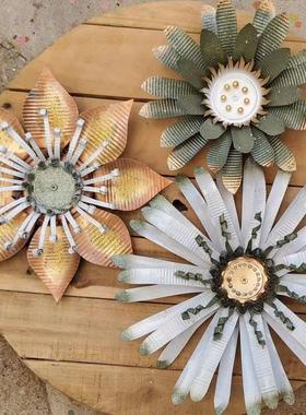 跨境爆款铁艺花朵壁饰植物户外花园室内装饰品园林饰品铁艺工艺品